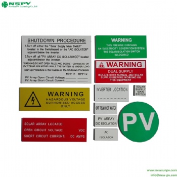 Solar warning labels solar pv warning stickers photovoltaic warning labels