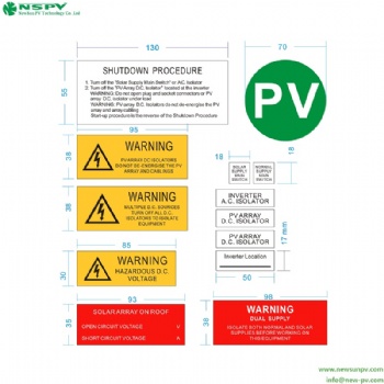 Solar warning labels solar pv warning stickers photovoltaic warning labels